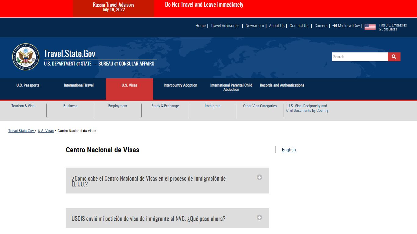 Centro Nacional de Visas - United States Department of State